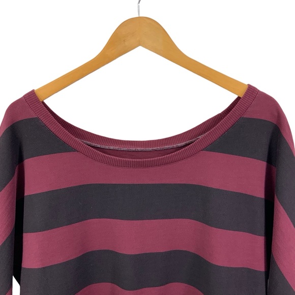 RAG & BONE Long Sleeve Cropped Cotton Terry Sweatshirt Burgundy Black Small A28 - Picture 4 of 8